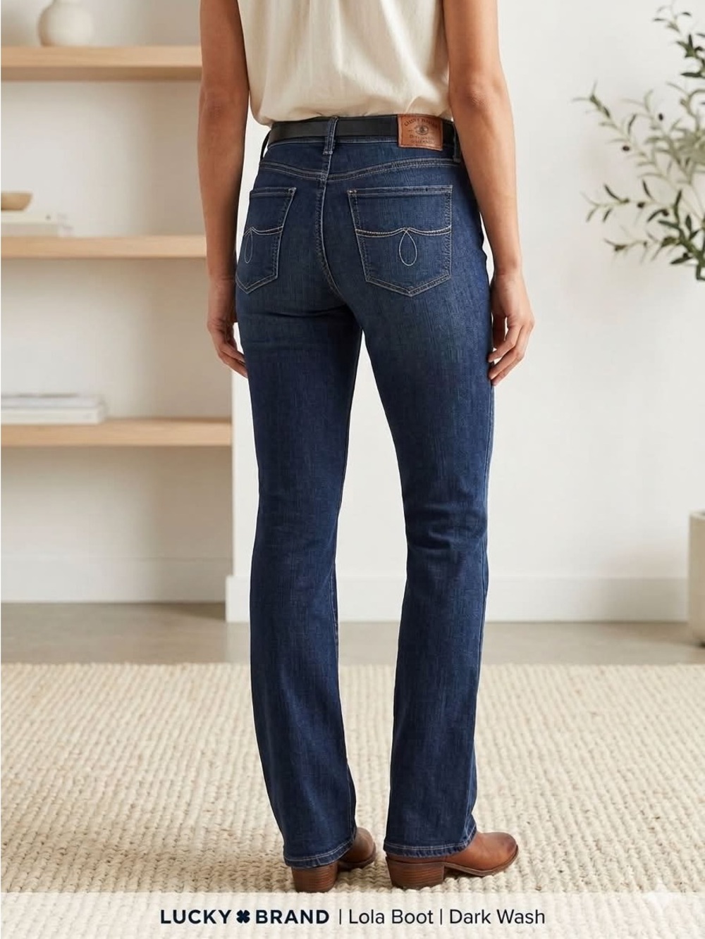 Lucky Lola Boot Dark Wash Denim Jeans Women's -  Size 6 Long